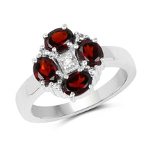 Load image into Gallery viewer, 2.02 Carat Genuine Garnet & White Topaz .925 Sterling Silver Ring
