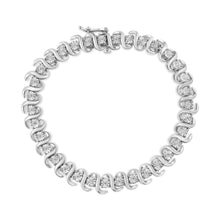 Load image into Gallery viewer, .925 Sterling Silver 1/3 Cttw Miracle-Set Diamond "S" Link Tennis Bracelet (I-J Color, I3 Clarity) - Size 7.25"