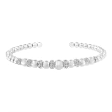 Load image into Gallery viewer, .925 Sterling Silver 1/4 Cttw Diamond Rondelle Graduated Ball Bead Cuff Bangle Bracelet (I-J color, I2-I3 clarity) - Fits wrists up to 7 1/2 inches