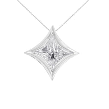 Load image into Gallery viewer, 10K White Gold 1/10 Cttw Bezel Set Solitaire Princess Cut Diamond Kite Shaped Pendent Necklace - 18" Inches