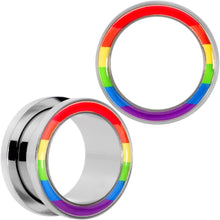 Load image into Gallery viewer, Rainbow Unity Pride Screw Fit Tunnel Plug Set 2G to 1"