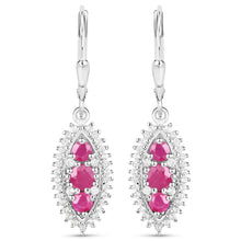 Load image into Gallery viewer, 4.32 Carat Genuine Ruby and White Topaz .925 Sterling Silver 3 Piece Jewelry Set (Ring, Earrings, and Pendant w/ Chain)