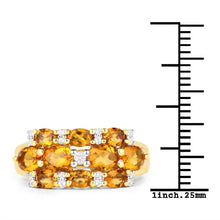 Load image into Gallery viewer, 14K Yellow Gold Plated 2.48 Carat Genuine Citrine & White Topaz .925 Sterling Silver Ring