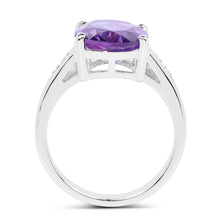 Load image into Gallery viewer, 3.84 Carat Genuine Amethyst and White Topaz .925 Sterling Silver Ring