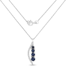 Load image into Gallery viewer, 0.40 Carat Genuine Blue Sapphire and White Diamond 14K White Gold Pendant