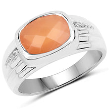 Load image into Gallery viewer, 2.60 Carat Genuine Peach Moonstone .925 Sterling Silver Ring