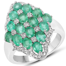 将图片加载到图库查看器,2.68 Carat Genuine Zambian Emerald and White Zircon .925 Sterling Silver Ring