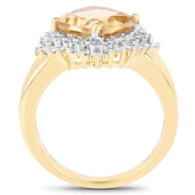 Load image into Gallery viewer, 14K Yellow Gold Plated 3.58 Carat Genuine Citrine & White Topaz .925 Sterling Silver Ring