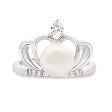 Load image into Gallery viewer, FW Pearl Cubic Zirconium Ring Sterling Silver
