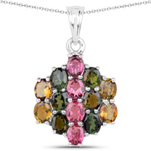 Load image into Gallery viewer, 4.34 Carat Genuine Pink Tourmaline, Green Tourmaline & Brown Tourmaline .925 Sterling Silver Pendant
