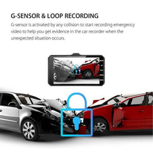 Load image into Gallery viewer, A6T 4-Inch 170° Wide Angle Full HD 1080P Car DVR Dual Lens Dash Cam Rear View Camera Video Recorder with Touch Screen