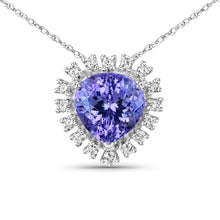 将图片加载到图库查看器,3.25 Carat Genuine Tanzanite and White Diamond 14K White Gold Pendant