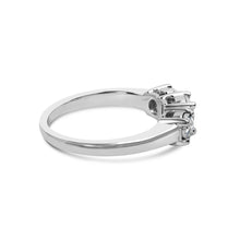 Load image into Gallery viewer, 14K White Gold 1/2 Cttw Miracle Set Round Lab Grown Diamond Three Stone Illusion Plate Ring (F-G Color, VS1-VS2 Clarity) - Ring Size 7
