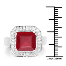 Load image into Gallery viewer, 6.36 Carat Glass Filled Ruby and White Topaz .925 Sterling Silver Ring
