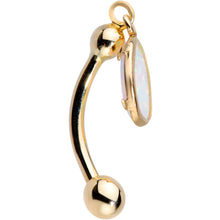 Load image into Gallery viewer, 14K Gold Handcrafted White Faux Opal Reversible Dangle Belly Ring