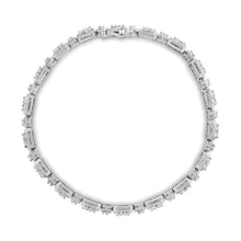 将图片加载到图库查看器,10K White Gold 2.0 Cttw Diamond Square Link Bracelet (J-K Color, I2-I3 Clarity) - Size 7.25"