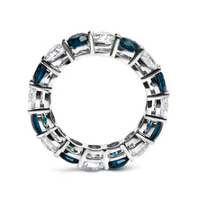 Load image into Gallery viewer, 14K White Gold 6 1/4 Cttw Alternating Lab-Grown White and Natural Treated Blue Diamond Eternity Band Ring (F-G Color, VS1-VS2 Clarity)