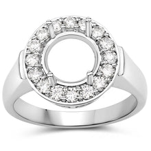 将图片加载到图库查看器,0.48 Carat Genuine White Diamond 14K White Gold Semi Mount Ring - holds 8.00mm Round Gemstone