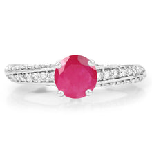 Load image into Gallery viewer, 1.49 Carat Genuine Ruby and White Diamond 14K White Gold Ring (I Color, SI Clarity)