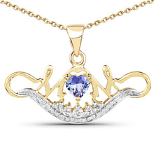 Load image into Gallery viewer, 14K Yellow Gold Plated 0.62 Carat Genuine Tanzanite and White Topaz .925 Sterling Silver Pendant