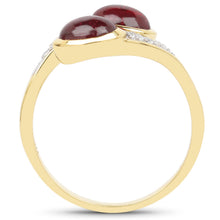 Load image into Gallery viewer, 14K Yellow Gold Plated 2.38 Carat Glass Filled Ruby and White Topaz .925 Sterling Silver Ring