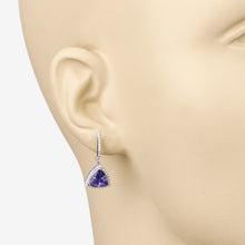 Load image into Gallery viewer, 3.86 Carat Genuine Tanzanite and White Diamond 14K White Gold Earrings