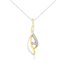 将图片加载到图库查看器,Espira 10K Two-Tone Gold Round Cut Diamond Cascade Pendant Necklace (1/10 cttw, J-K Color, I2-I3 Clarity)