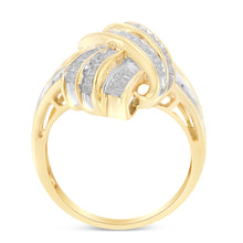 将图片加载到图库查看器,10K Yellow Gold Diamond Bypass Cocktail Ring (1 1/5 Cttw, I-J Color, I2-I3 Clarity) - Size 8