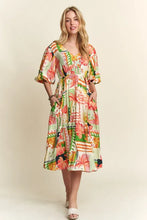 Load image into Gallery viewer, New Summer Floral V-Neck Puff Sleeve Midi Dress For Women – Feminine, Charming, Elegant, Eye-Catching, Perfect for Any Occasion