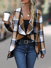 Load image into Gallery viewer, Elegant Plaid Open Front Long Sleeve Jacket Stylish & Cozy Lightweight Breathable Outerwear