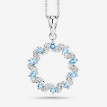 Load image into Gallery viewer, 1.30 Carat Genuine Swiss Blue Topaz and White Topaz .925 Sterling Silver Pendant