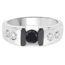 Load image into Gallery viewer, 0.56 Carat Genuine Black Diamond and White Diamond .925 Sterling Silver Ring
