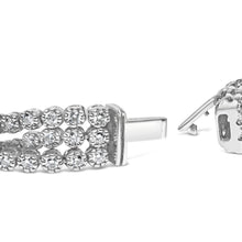 Load image into Gallery viewer, 18K White Gold 5.00 Cttw Natural Diamond 3 Row Link Tennis Bracelet (G-H Color, VS1-VS2 Clarity) - 7.25" Inches