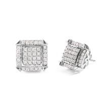 将图片加载到图库查看器,10K White Gold 1 1/10 Cttw Princess Diamond Composite and Halo Stud Earrings (I-J Color, I1-I2 Clarity)