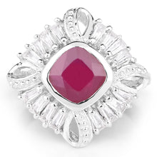 将图片加载到图库查看器,2.66 Carat Glass Filled Ruby and White Topaz .925 Sterling Silver Ring
