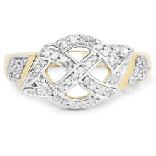 将图片加载到图库查看器,14K Yellow Gold Plated 0.21 Carat Genuine White Diamond .925 Sterling Silver Ring
