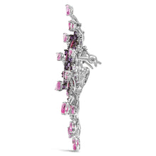将图片加载到图库查看器,18K White Gold 1.00 Cttw Diamond, Ruby Sapphire, and Amethyst Mixed Gemstone Butterfly Brooch Pin (G-H Color, VS1-VS2 Clarity)