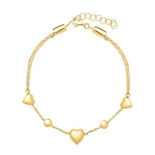 Load image into Gallery viewer, 14k Yellow Gold Puff Heart Adjustable Anklet