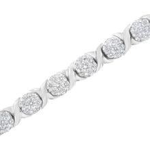 Load image into Gallery viewer, 14K White Gold 4 7/8 Cttw Round Brilliant-Cut Diamond Round Cluster & X-Link 7" Tennis Bracelet (I-J Color, SI2-I1 Clarity)