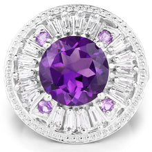 Load image into Gallery viewer, 5.58 Carat Genuine Amethyst and White Topaz .925 Sterling Silver Ring