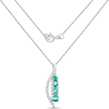 Load image into Gallery viewer, 0.34 Carat Genuine Zambian Emerald and White Diamond 14K White Gold Pendant