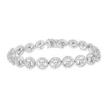 Load image into Gallery viewer, .925 Sterling Silver 1/2 Cttw Diamond Nested Circle Miracle Set Open Wheel 7" Fashion Link Bracelet (I-J Color, I3 Clarity)