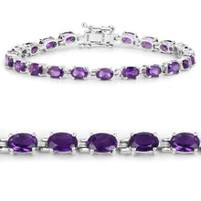 Load image into Gallery viewer, 7.98 Carat Genuine Amethyst .925 Sterling Silver Bracelet