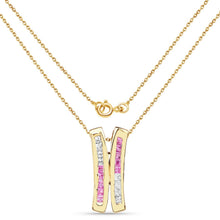 Load image into Gallery viewer, 14K Yellow Gold Plated 1.08 Carat Genuine Pink Sapphire and White Sapphire .925 Sterling Silver Pendant