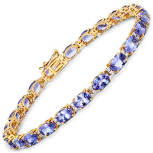 Load image into Gallery viewer, 10.87 Carat Genuine Tanzanite and White Diamond 14K Yellow Gold Bracelet