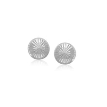 将图片加载到图库查看器,14k White Gold Textured Flat Style Stud Earrings