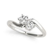 将图片加载到图库查看器,Solitaire Two Stone Diamond Ring in 14k White Gold (1/2 cttw)