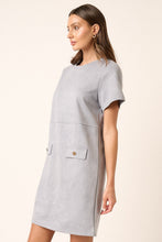 Load image into Gallery viewer, Suede Short Sleeve Mini Dress For Women – Soft Suede Dress, Casual Mini Dress, Short Sleeve Suede Dress, Basic Style Dress, Comfortable Suede Dress