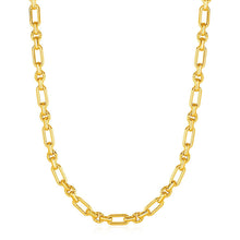Load image into Gallery viewer, Rounded Rectangular Link Necklace with Textured Round Links in 14k Yellow Gold