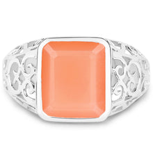 Load image into Gallery viewer, 5.75 Carat Genuine Peach Moonstone .925 Sterling Silver Ring